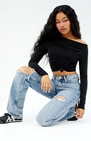 PacSun Medium Indigo Ripped V Dip '90s Boyfriend Jeans