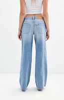 PacSun Casey Medium Indigo Tie Side Low Rise Baggy Jeans