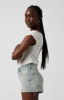 Pacsun Light Indigo Rhinestone High Waisted Denim Festival Shorts