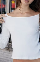 John Galt White Mayson Off-The-Shoulder Long Sleeve Top
