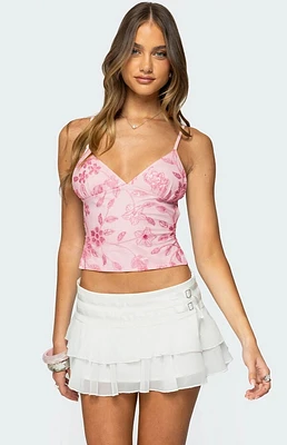 Edikted Pia Sequin Floral Backless Top