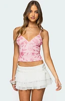 Edikted Pia Sequin Floral Backless Top