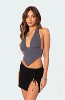 Open Back Triangle Halter Top