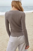 John Galt Gray Ainsley Long Sleeve Crop Top
