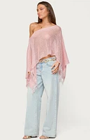 Edikted Sequin Fringe Knit Poncho