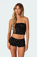 Edikted Aislinn Printed Waffle Tube Top