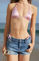 PacSun Pink Zoe Bow Shine Triangle Halter top