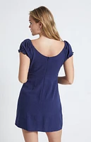 LA Hearts Tie Front Linen Mini Dress