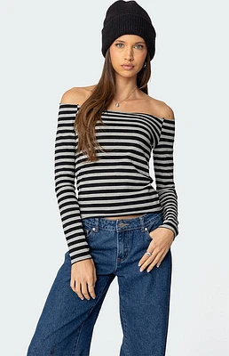 Edikted Nelligan Striped Off Shoulder Top