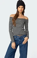 Edikted Nelligan Striped Off Shoulder Top