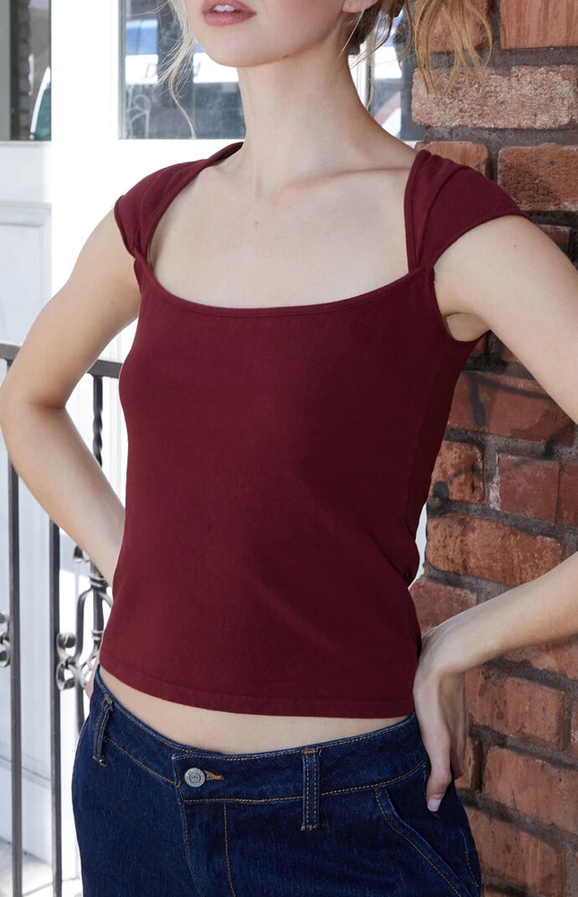 John Galt Burgundy Ella Top