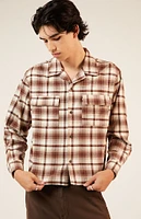 PacSun Washed Cropped Camp Flannel Shirt