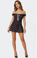 Edikted Jonie Scrunch Polka Dot Mini Dress