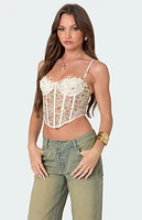Edikted Embroidered Sheer Lace Corset