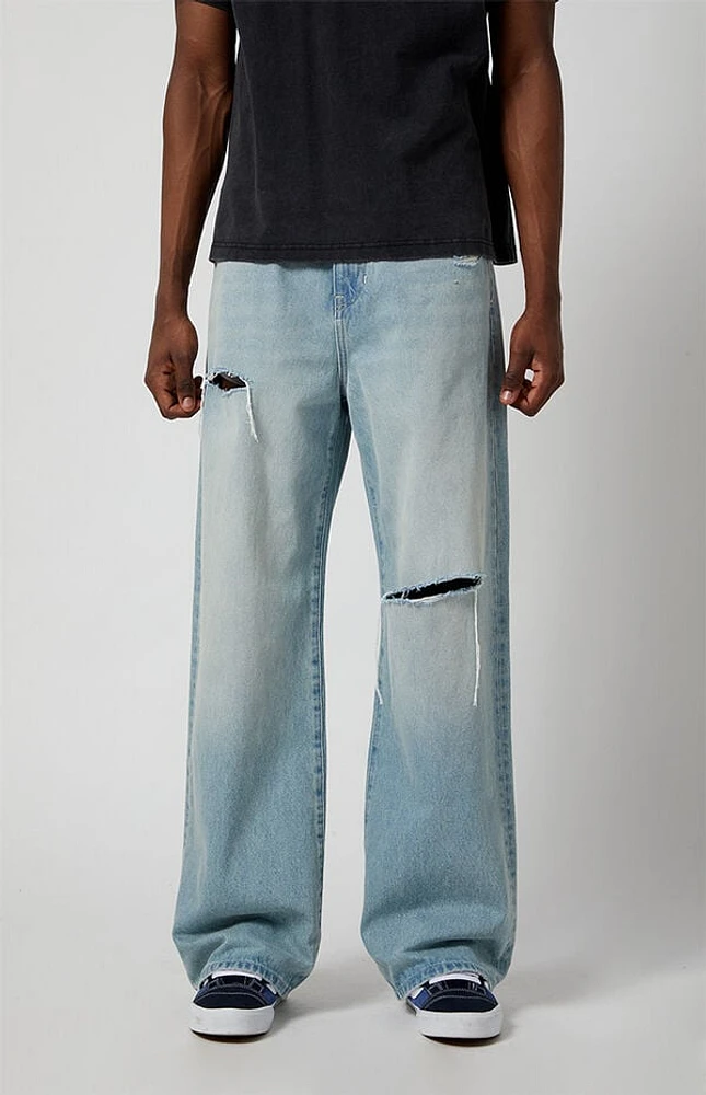 Pacsun Light Indigo Ripped Extreme Baggy Jeans