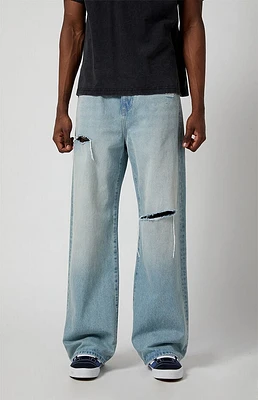 Pacsun Light Indigo Ripped Extreme Baggy Jeans