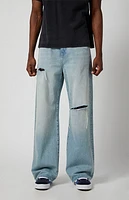 Pacsun Light Indigo Ripped Extreme Baggy Jeans