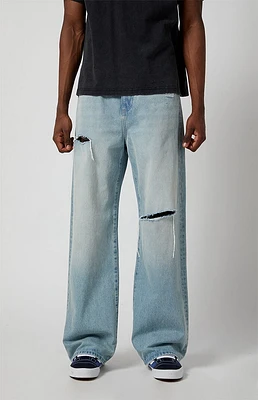 PacSun Light Indigo Ripped Extreme Baggy Jeans