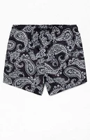 Pacsun Black Paisley AOP 4.5" Swim Trunks