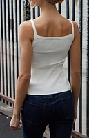 John Galt White Tie Waist Sweater Tank Top