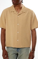 PacSun Tan Bloom Oversized Camp Shirt