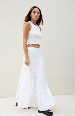 Beverly and Beck White Tiered Maxi Skirt