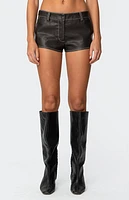 Edikted Blaise Faux Leather Micro Shorts