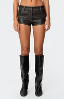 Edikted Blaise Faux Leather Micro Shorts