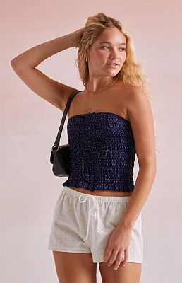 Beverly and Beck Kelsey Polka Dot Ruched Tube Top