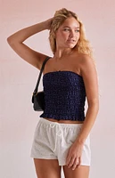 Beverly and Beck Kelsey Polka Dot Ruched Tube Top