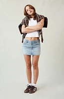 Pacsun Stretch Light Indigo Mid Rise Denim Mini Skirt