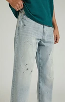 Pacsun Light Indigo Dirt Splatter Baggy Jeans