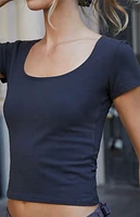 John Galt Black Basic Scoop T-Shirt