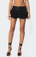 Edikted Double Belt Ruffled Chiffon Mini Skort