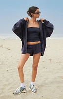 John Galt Dark Blue Christy Full Zip Oversized Hoodie