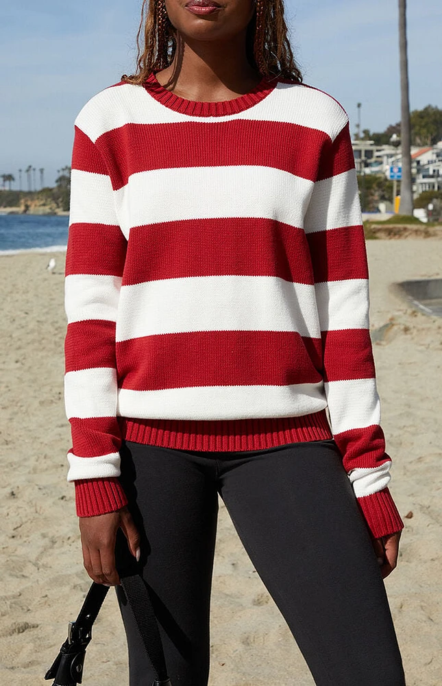 John Galt Red & White Striped Martha Sweater