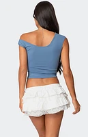 Edikted Lace Bow Asymmetric Top