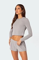 Edikted Homey Pointelle Long Sleeve Top