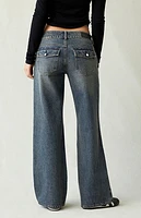 Pacsun Zoe Low Rise Girlfriend Jeans Dark Blue
