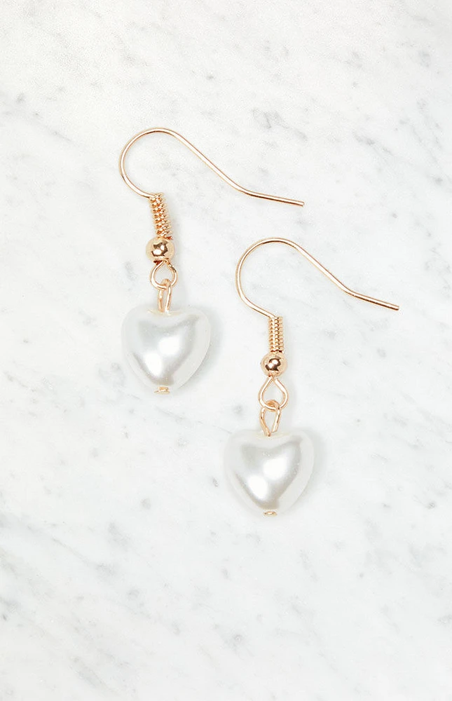 John Galt Pearl Heart Earrings