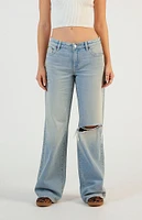 PacSun Casey Ripped Low Rise Baggy Jeans Light Indigo