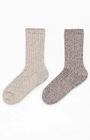 PacSun 2 Pack Brown Marled Crew Socks