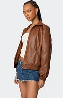 Edikted Halley Faux Leather Bomber Jacket