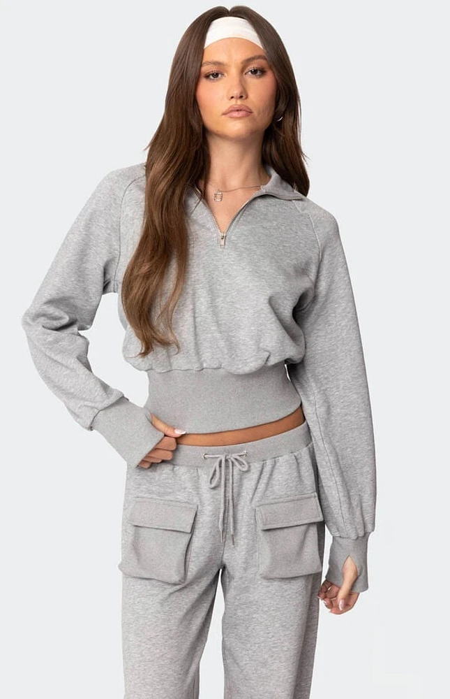 Edikted Bailey French Terry Quarter Zip Top