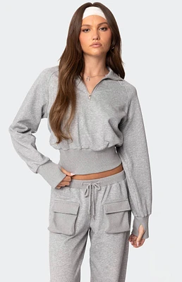 Edikted Bailey French Terry Quarter Zip Top