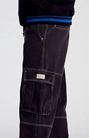 Pacsun Black Contrast Stitch Extreme Baggy Cargo Jeans