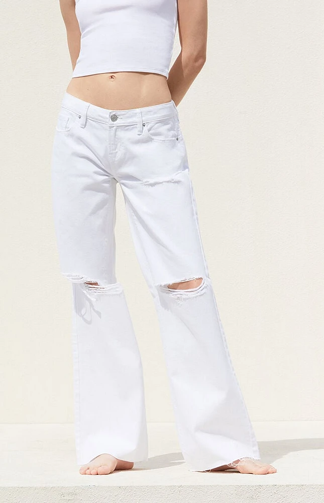 PacSun White Ripped Low Rise Girlfriend Jeans