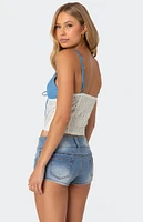 Edikted Denim & Eyelet Tank Top