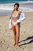 Pacsun Blue Emilia Velvet Triangle Bikini Top