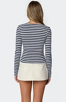 Edikted Buttoned Up Layered Striped Top